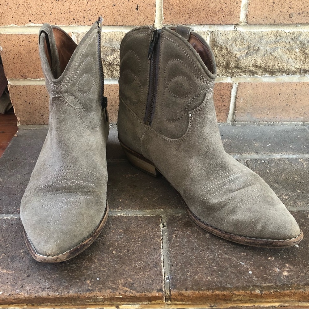 Sandro Greige Western Cowboy Suede Short Boots size 37